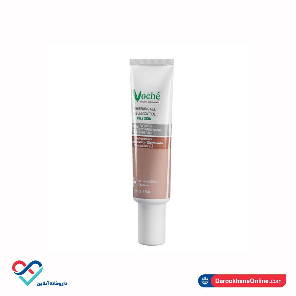 voche whaitening oily2.jpg کرم ضد لک و تیرگی وچه پوست چرب و مستعد آکنه 30 میل - Image 2